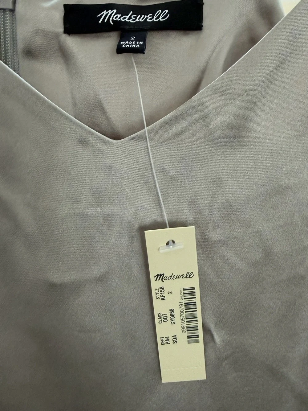 Madewell Silk Slip Midi Dress in Silver NWT - Picture 4 of 4